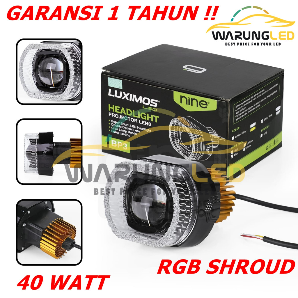 Jual LAMPU BI-LED BILED MOTOR PROJECTOR MOTOR 9NINE LUXIMOS BP3 40 WATT ...