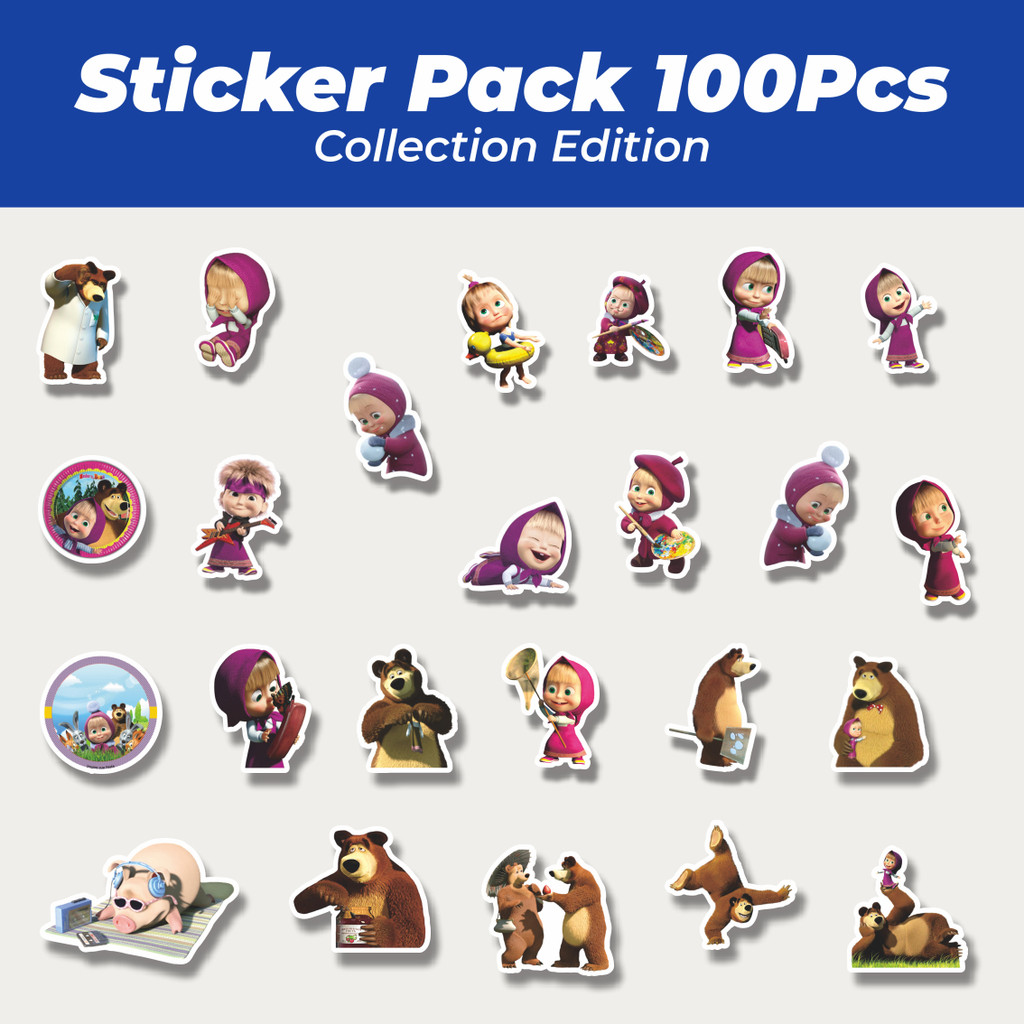 Jual Hot Stiker Kartun Series Masha And The Bear V3 Lucu Anti Air ...