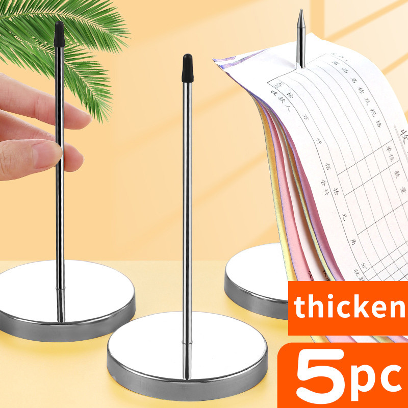 4-piece ticket holder set including 2 sliver aluminum slide check rack and 2 stainless steel receipt holder spike-ticket Stabber for Restaurant Ticket Rail for Cafes Pubs Bars Kitchen Hotel Office