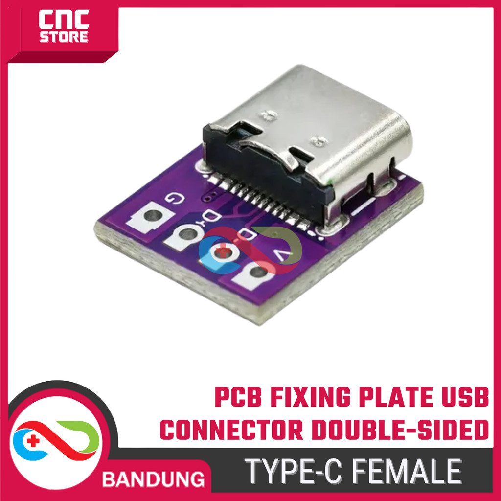Jual USB Type-C Female PCB Fixing Plate Connector – Double-Sided ...