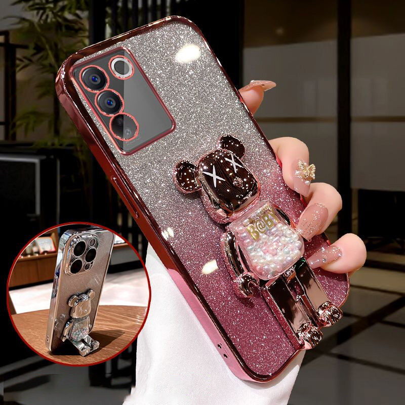 Jual For Vivo Y100 4G Casing case with Cartoon 3D Bear Stand