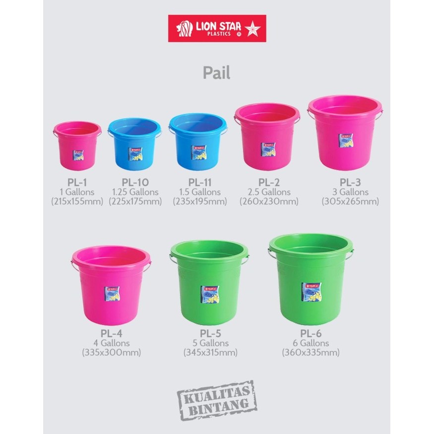 Jual MICTON Lion Star Ember Pail Pegangan Handle Tebal Kokoh Kuat ...