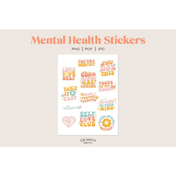 Jual Mental Health Stickers, Motivational Sticker untuk Bullet Journal, Planners, Scrapbooking ...
