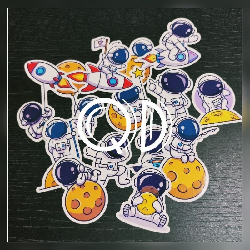 Jual stiker astronot chibi sticker glossy murah cute astronot Isi 14pcs ...