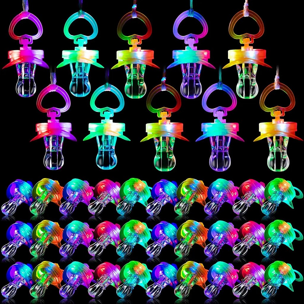 Jual 10-50Pcs LED Pacificer LED Light Up Pacifier Necklace Flashing ...