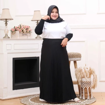 Rok Plisket Premium Prada JUMBO Rok Kualitas Import Crepe Koshibo Pleated Skirt