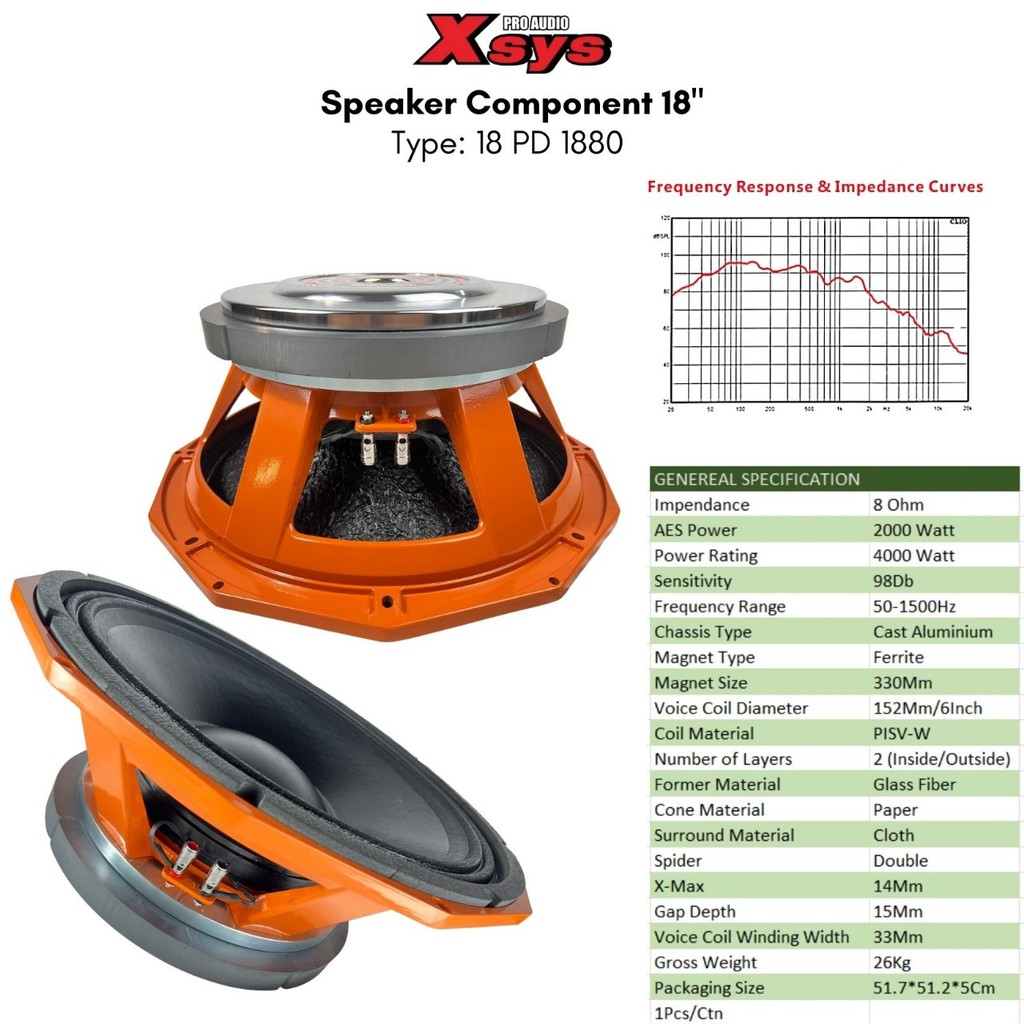 Jual SPEAKER KOMPONEN XSYS PD1880 VC 6
