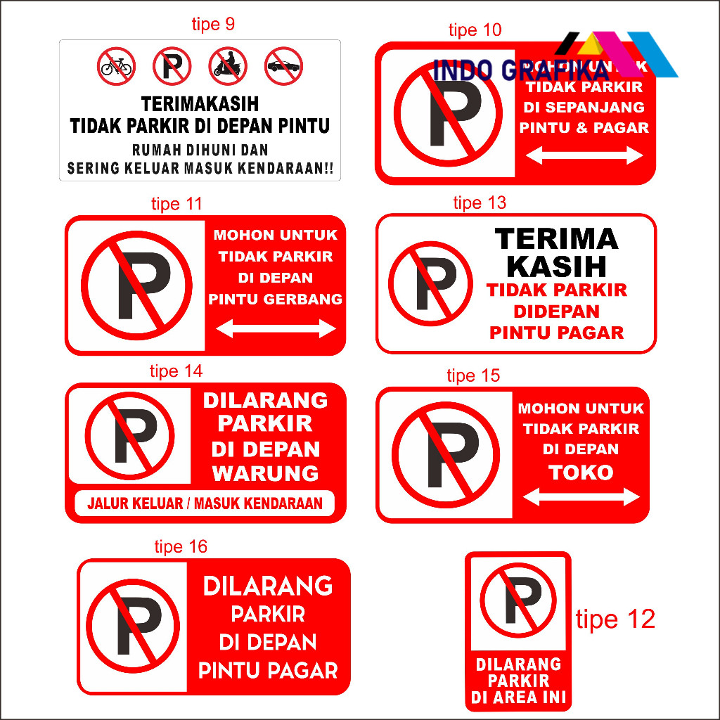 Jual STICKER SIGN RAMBU RAMBU / PLANG DILARANG PARKIR | Shopee Indonesia