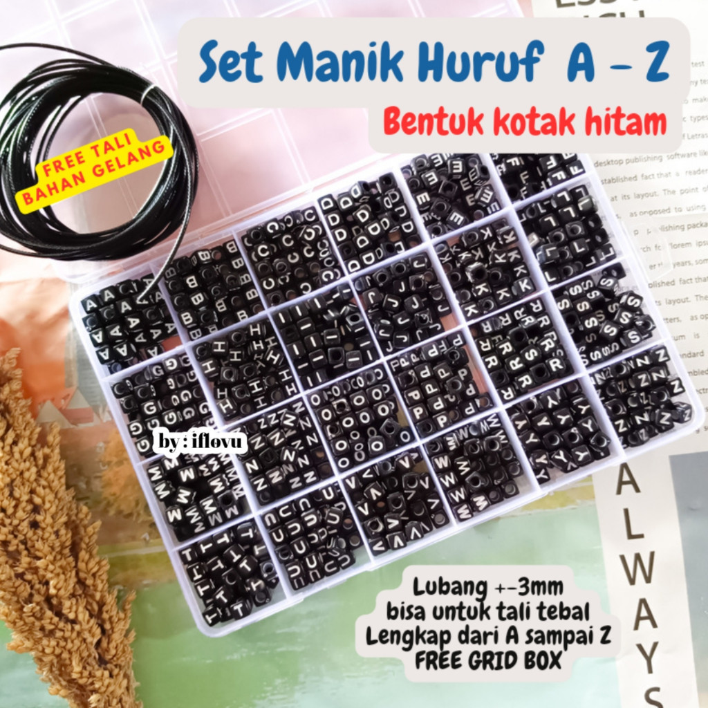 Jual DIY Set Manik Huruf Lengkap A sampai Z FREE TALI | Manik Manik ...