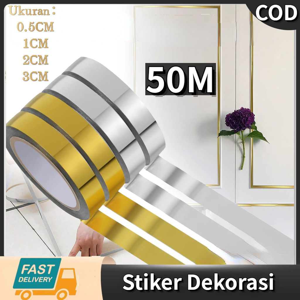 Jual Stiker Ubin Keramik Jahitan Emas 50M Roll Gulungan Sticker Gold 0 ...