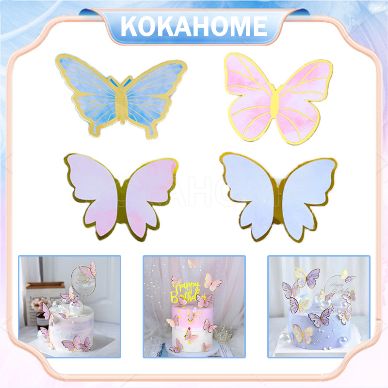 Jual topper kupu kupu/10pcs potongan kupu-kupu puncak kue/toppers kue ...