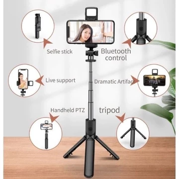 Tripod Tongsis Selfie Vlog R1S L 3 In 1 LED 1.7M Remote Bluetooth Andro Ios Portable