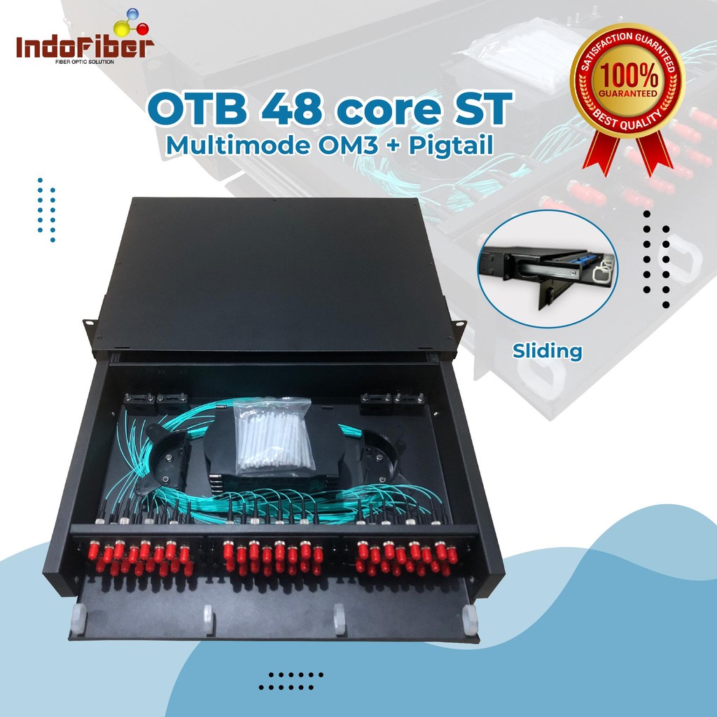 Jual INDOFIBER OTB 48 core ST Multimode OM3 rackmount sliding + Pigtail ...