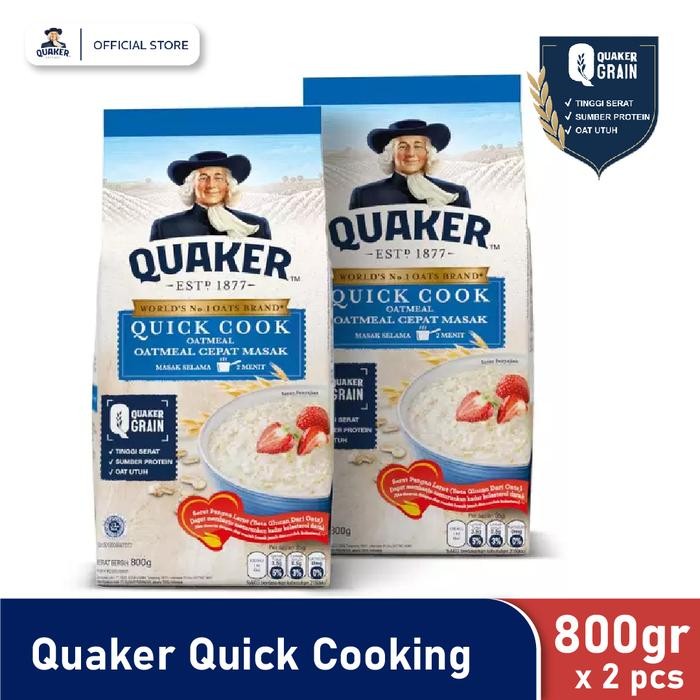 Jual Quaker Quick Cooking Oatmeal 800 Gr - Twin Pack - QCO 800 Gr ...