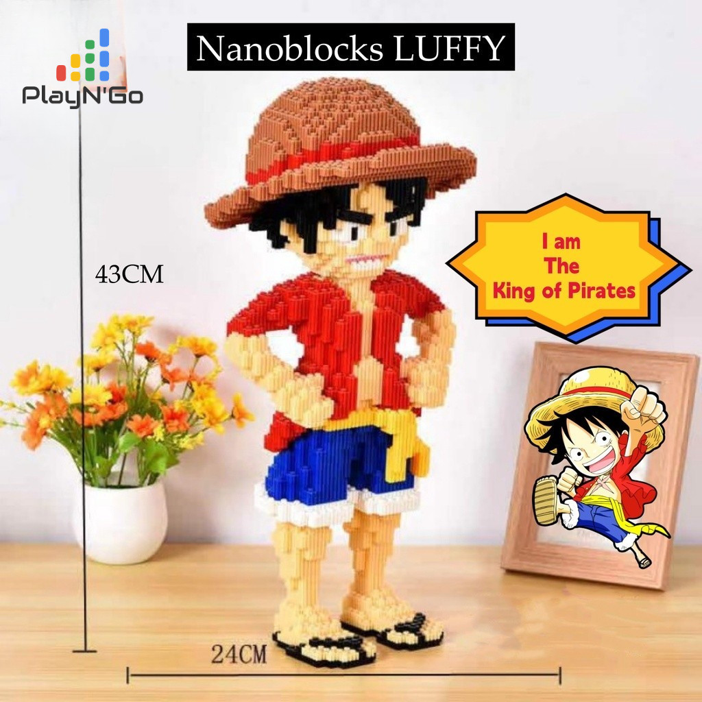 Jual Original Nano Blocks ONE PIECE LUFFY STRAW HATS 3D Model BIG ...