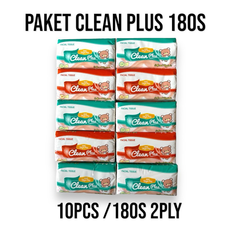 Jual (10pcs) Paket Tisu Clean Plus 180s 2ply / Tisu Murah / Tisu wajah