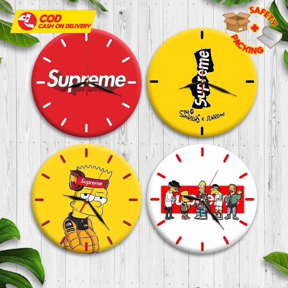 Jual JAM DINDING KAYU MDF HYPEBEAST SUPREME DUMMY SERIES | Shopee Indonesia