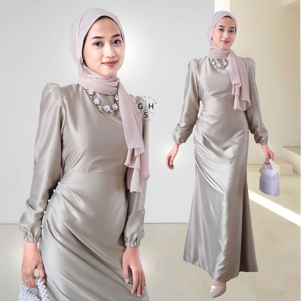 Bridesmaid dress satin hijab hotsell