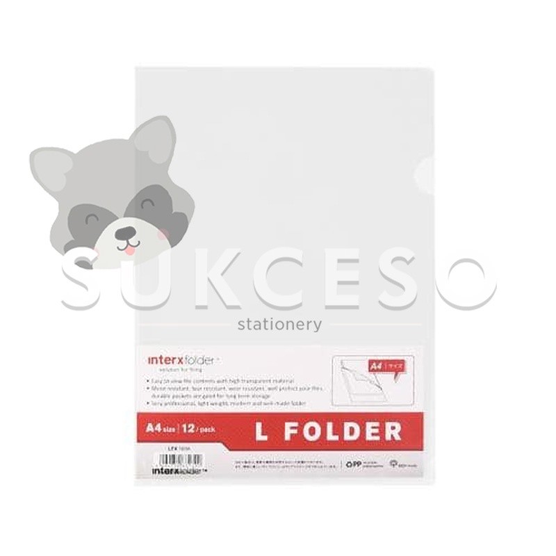 Jual PER LUSIN Inter X Folder Map L A4 Transparant / Clear Sleeve ...