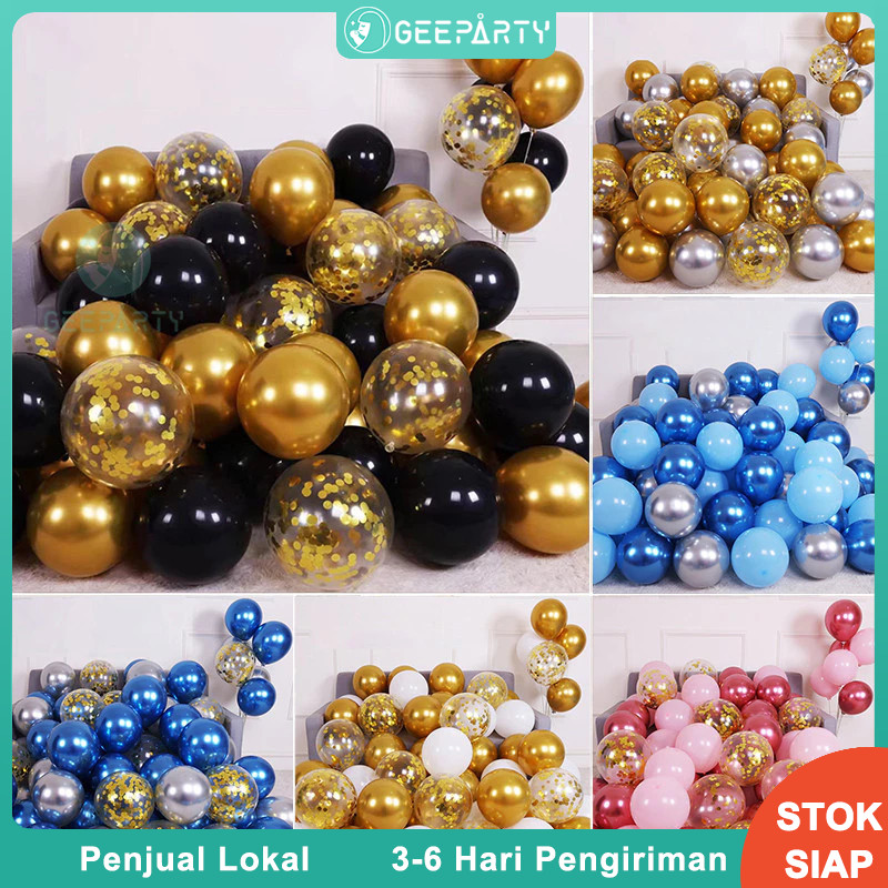 52 Pcs Set Balon Logam Dengan Konfeti Manik-Manik Untuk Dekorasi Pesta Ulang Tahun Pernikahan Dan Ulang Tahun