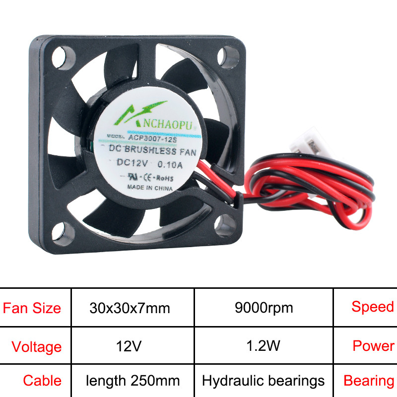 Jual ACP3007 3cm 30mm fan 30x30x7mm DC5V/12V/24V 2pin Micro ultra-thin ...