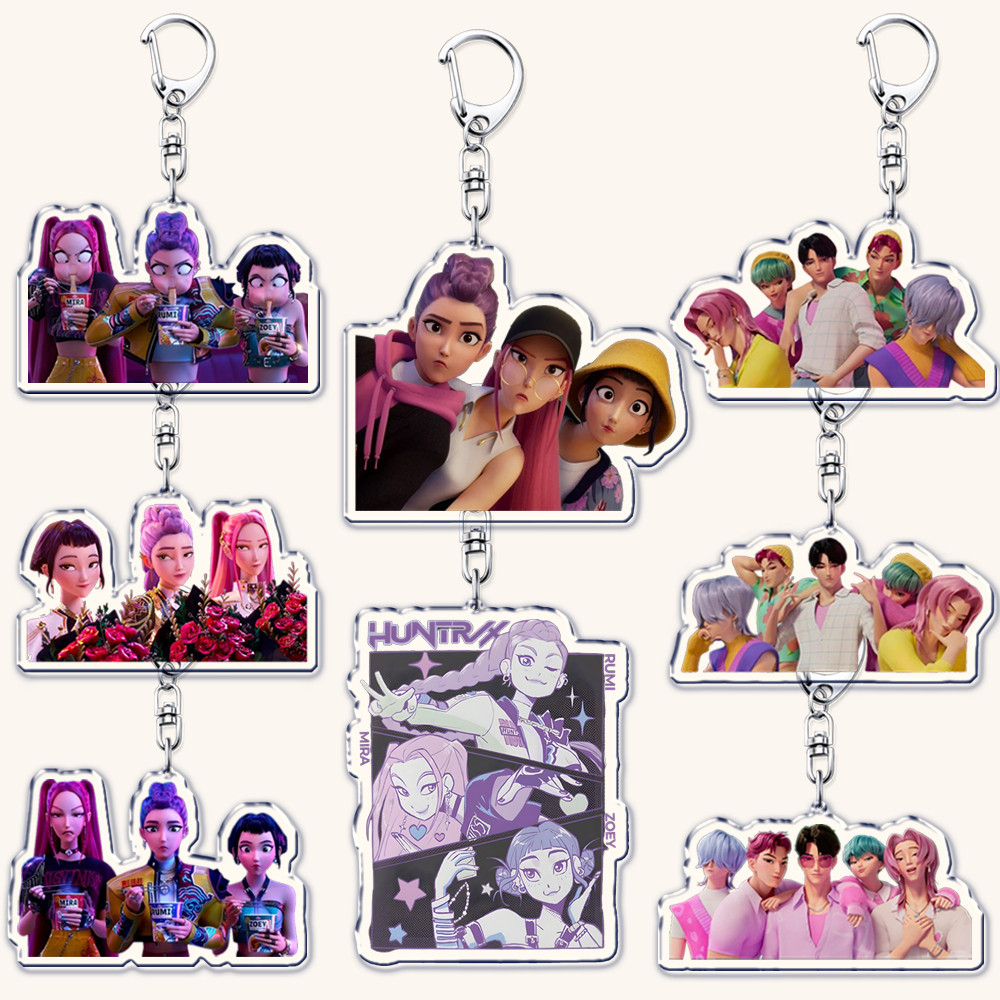 Jual Hot Kpop Demon Hunters Huntrix Saja Boys Keychains for Accessories ...