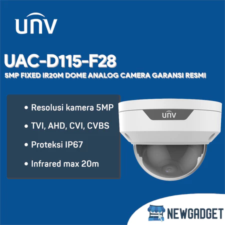 UNV UAC-D115-F28 5MP FIXED IR20M DOME ANALOG CAMERA GARANSI RESMI
