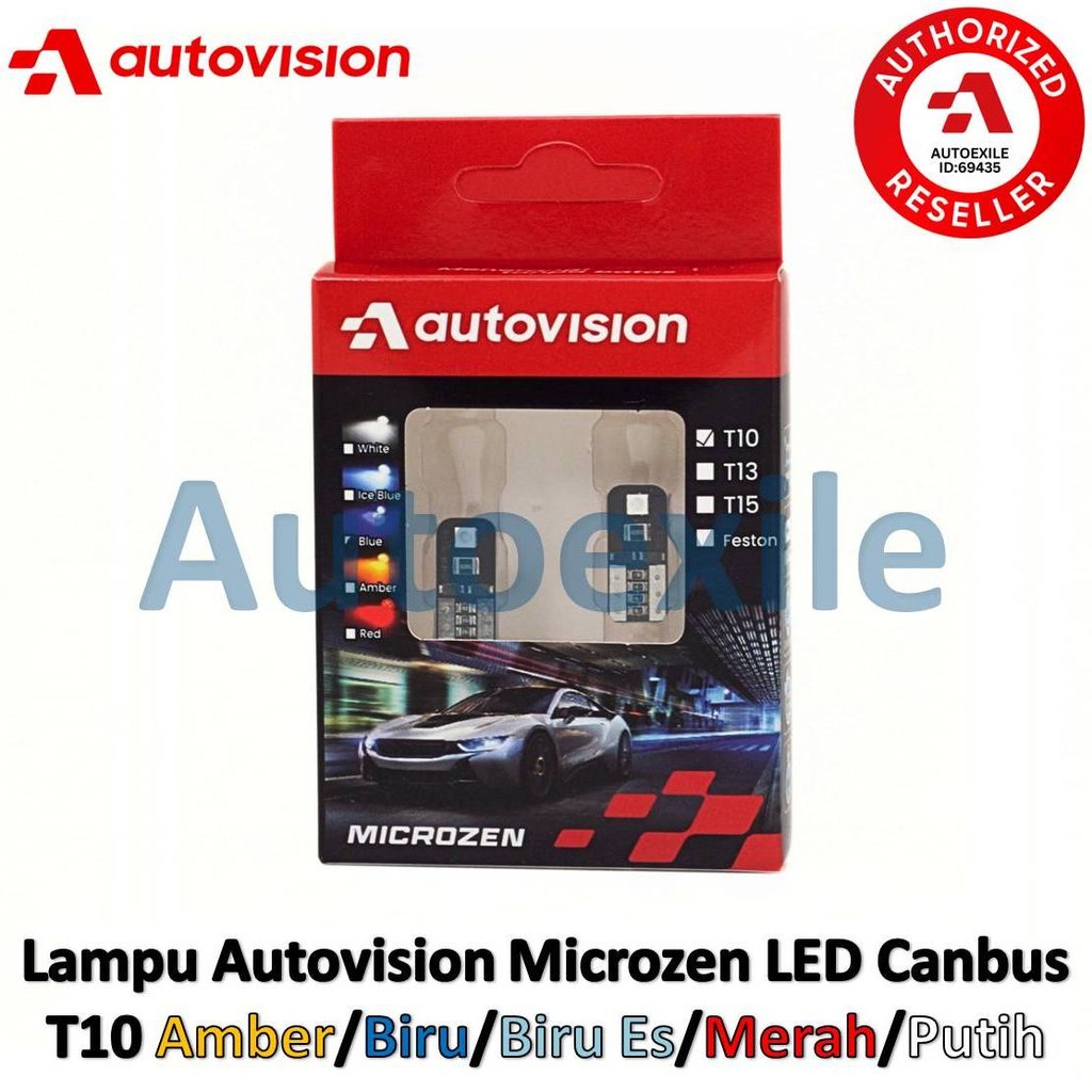 Jual Autovision Microzen LED T10 W5W DC12V 2Chip High Power Canbus ...