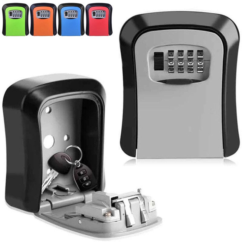Jual Wall Mount Key Lock Box 4 Digit Password Code Security Lock No Key