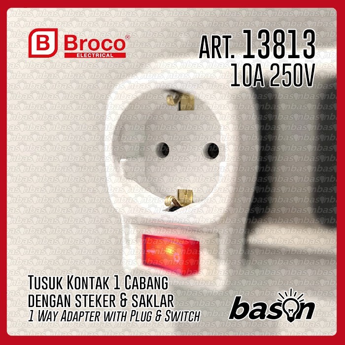 Jual BROCO 13813 - Adapter Stop Kontak 1 Lubang dengan Steker & Saklar ...