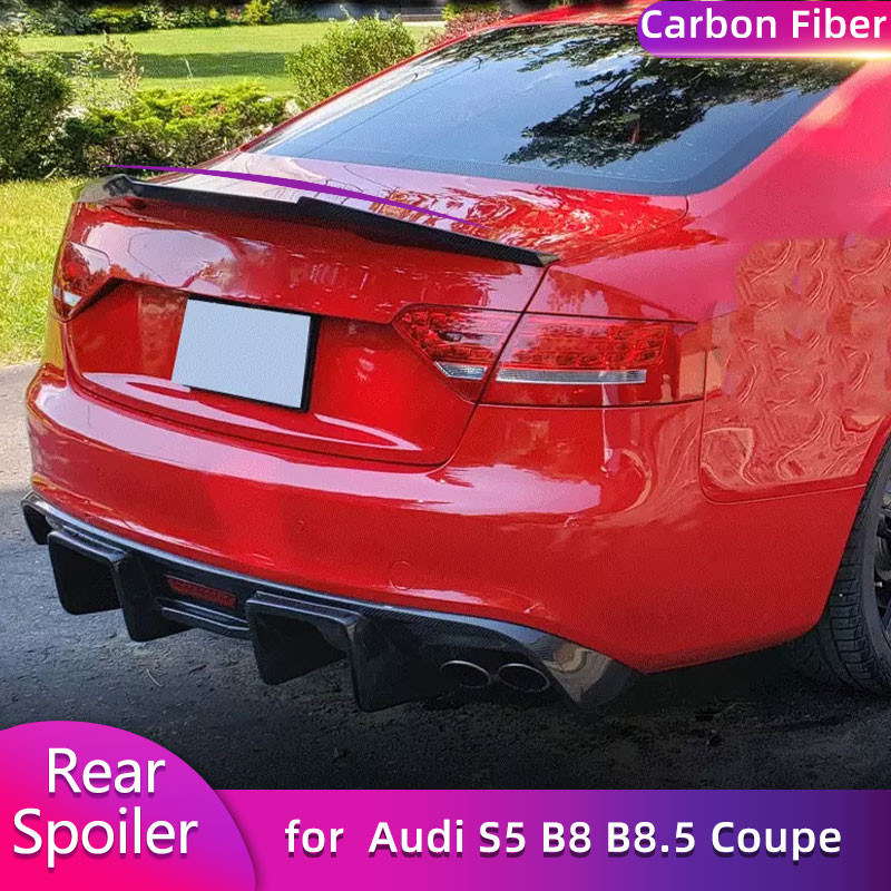 Jual Full Carbon Fiber Rear Trunk Spoiler Wings for Audi S5 B8 B8.5 ...
