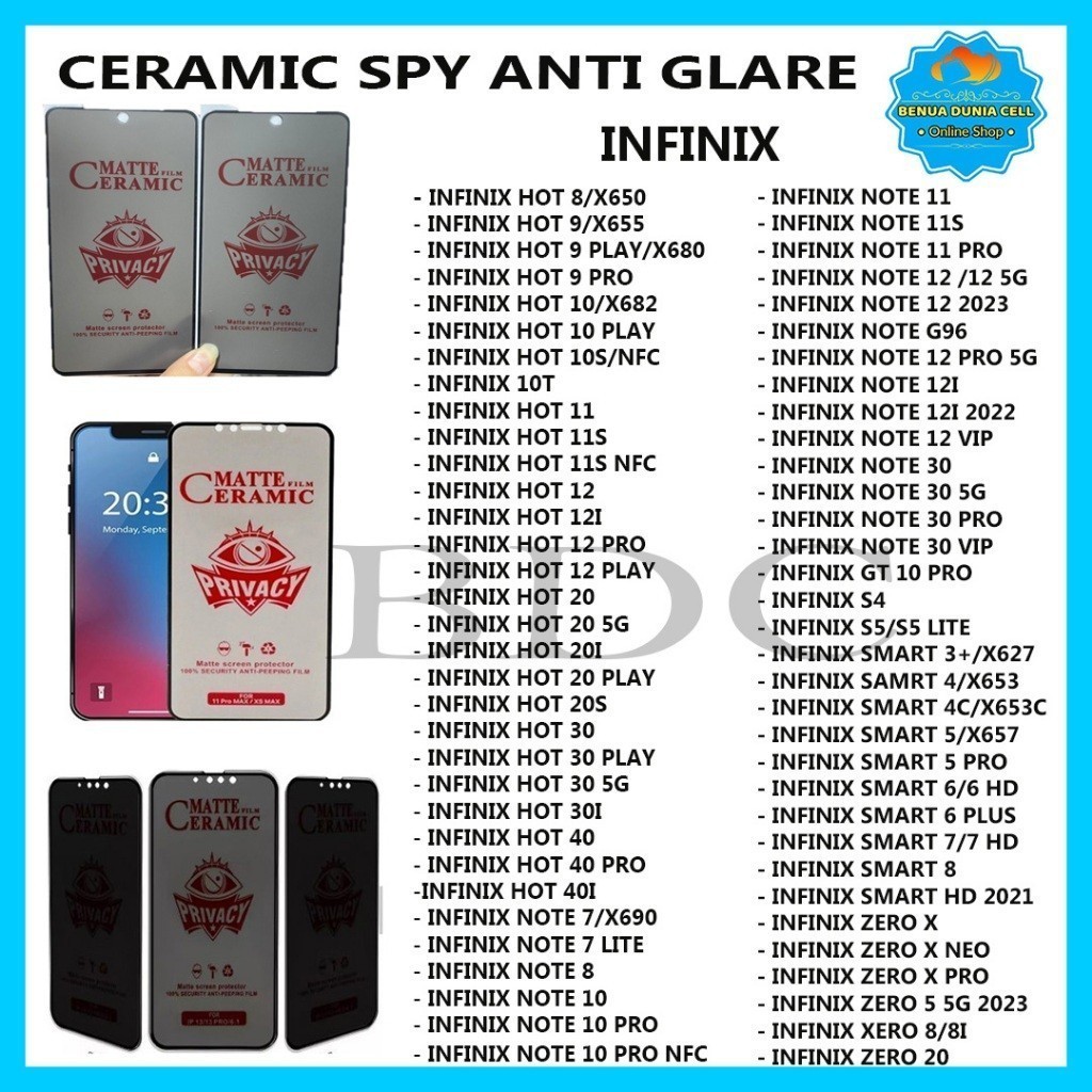 Jual ANTI GORES CERAMIC MATTE ANTI SPY INFINIX NOTE 12 G96 NOTE 12 5G ...