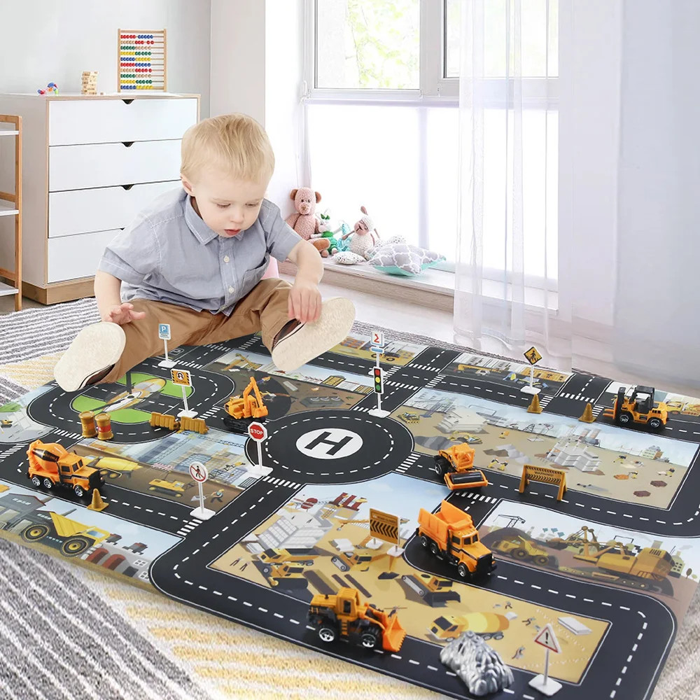 Jual Large City Road Map DIY Scene Road Signs Car Parking Lot Game ...