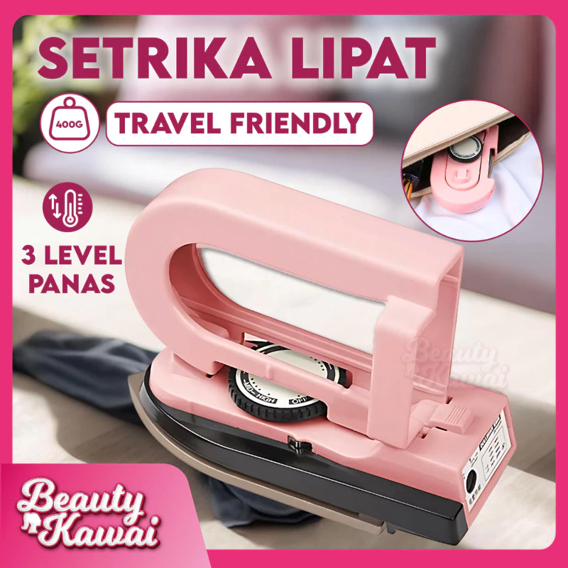 Setrika Travel Detachable Anti Lengket Portable Handle Lepas Pasang Mini Dry Iron
