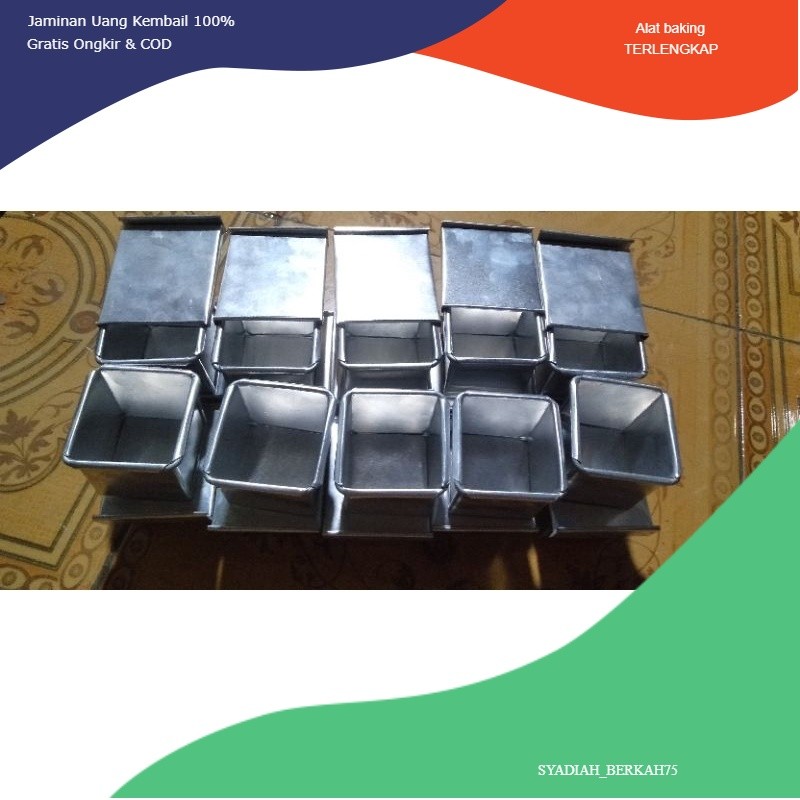 Jual loyang roti tawar kubus aneka/ukuran 5 6 7 8 9 10 cm/loyang roti ...