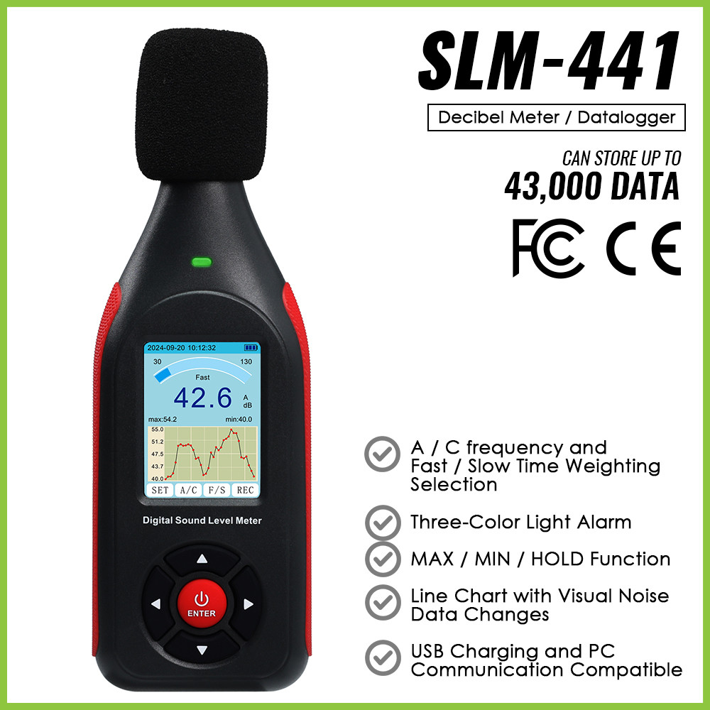 Jual Noise Meter 43,000 Data Storage Sonometer Decibel Meter Visual ...