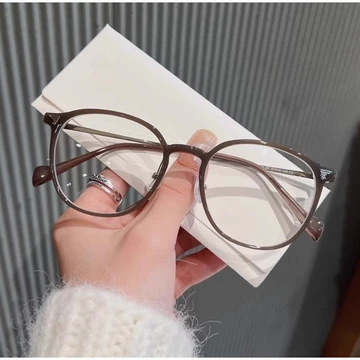 Kacamata Photochromic Anti Radiasia Bingkai Bulat Gaya Fashion Computer Glasses Wanita Pria