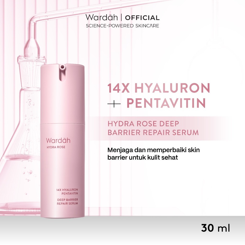 Wardah Hydra Rose 14X Hyaluronic Pentavitin Deep Barrier Repair Serum 30 ml - Serum dengan Allantoin - Perawatan Wajah untuk Kulit - Resilient Skin