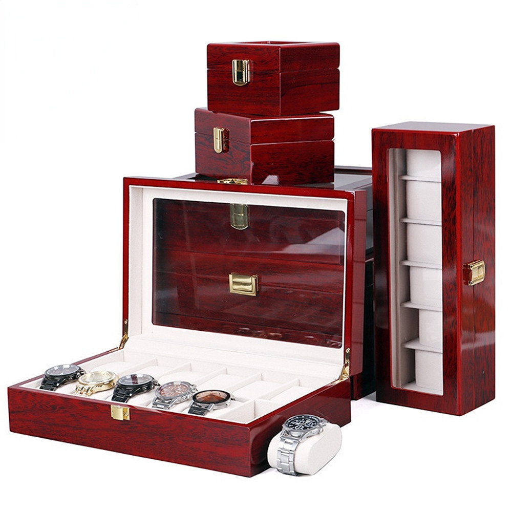 Jual Luxury Wooden Wat- Box 1/2/3/5/6/10/12 Grids Wat- Organizers 6 ...