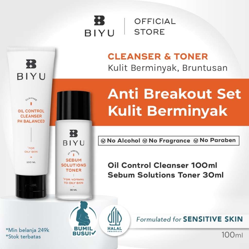 Jual BIYU Anti Breakout Set (Cleanser + Mini Toner Niacinamide ...