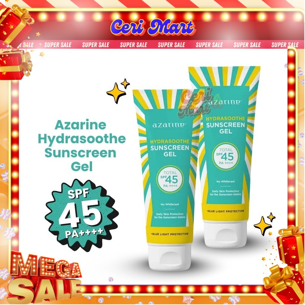 Jual Azarine Hydrasoothe Sunscreen Gel SPF45 PA++++ 50ml sunscreen ...