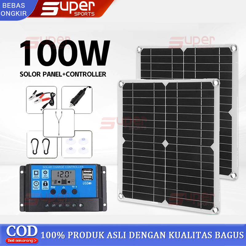 Jual Solar Panel 100W Panel Surya Solar Charge Controller LED Display ...