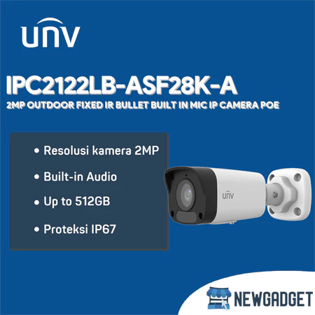 UNV IPC2122LB-ASF28K-A 2MP OUTDOOR FIXED IR BULLET BUILT IN MIC IP CAMERA POE