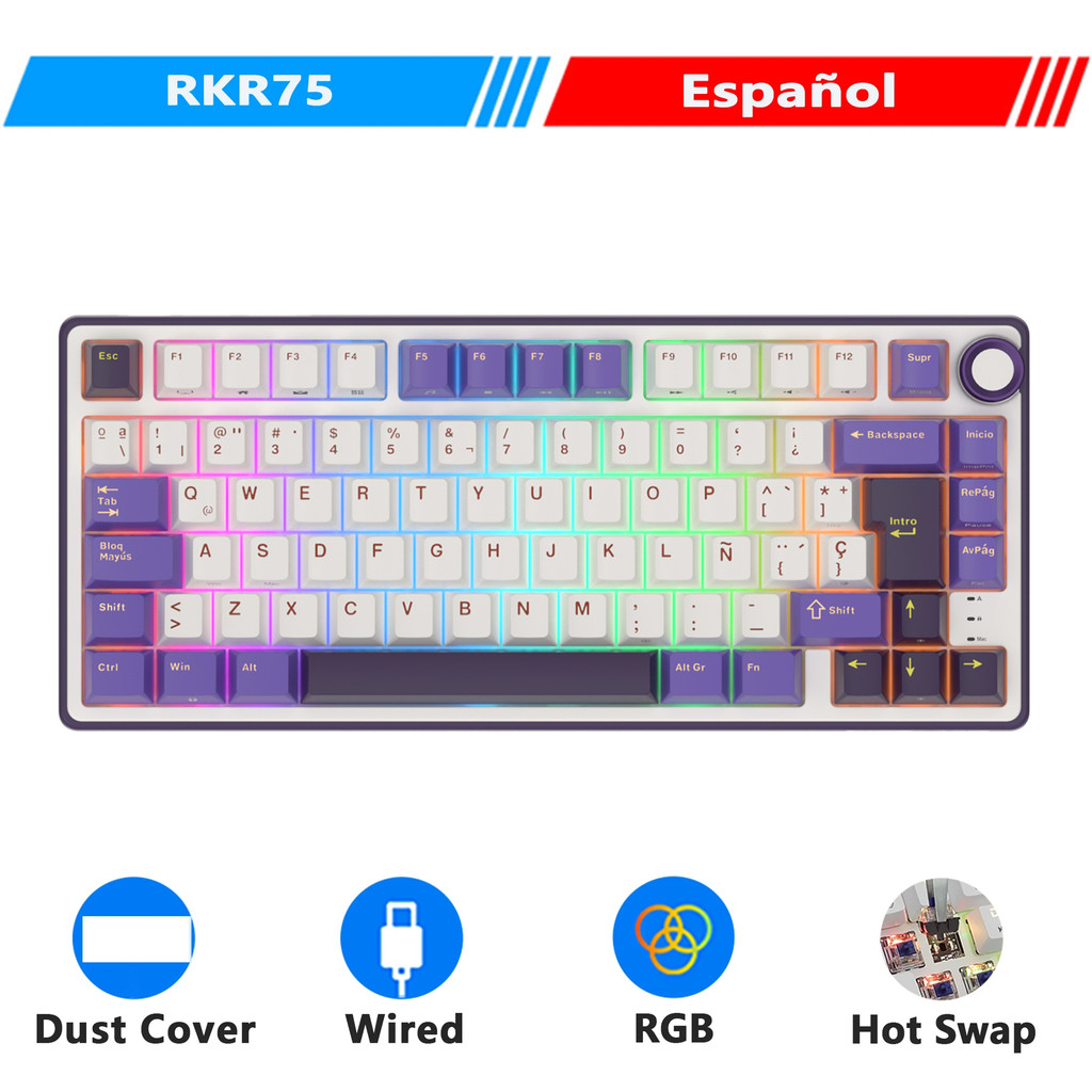 Jual RK Royal Kludge R75 Gasket Wired Mechanical Keyboard 80 Keys RGB ...