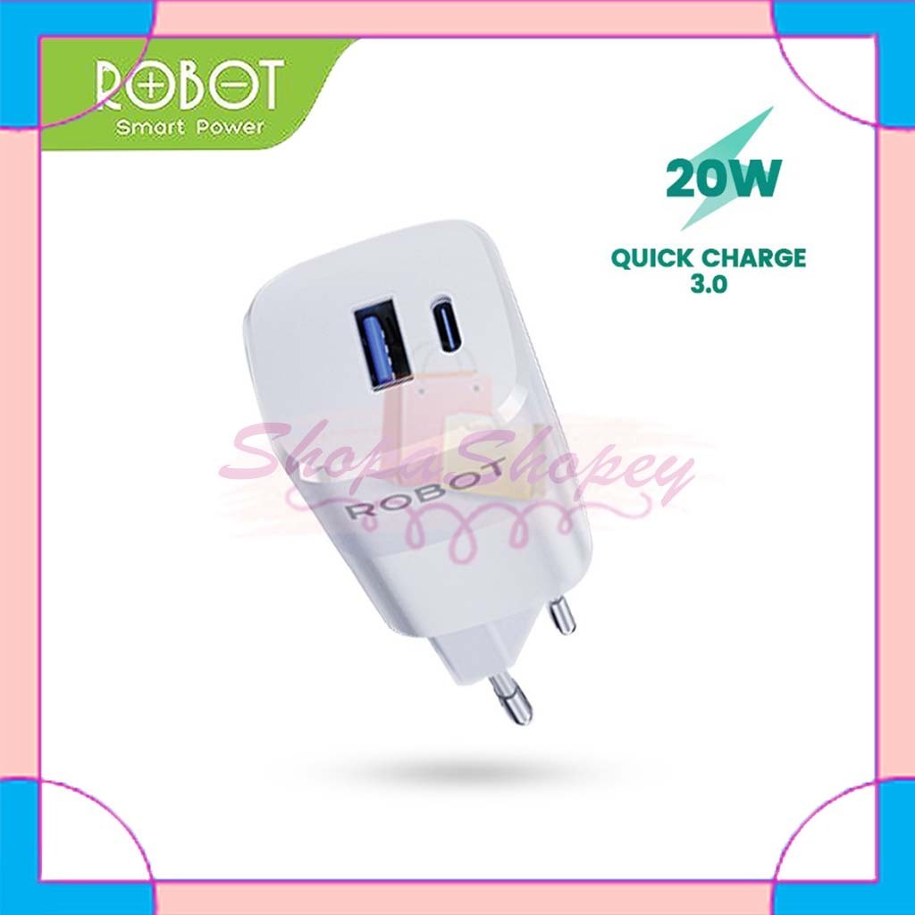 Jual ROBOT RT-F7 Charger Fast Charging Type C + USB Dual Output Port 3A ...