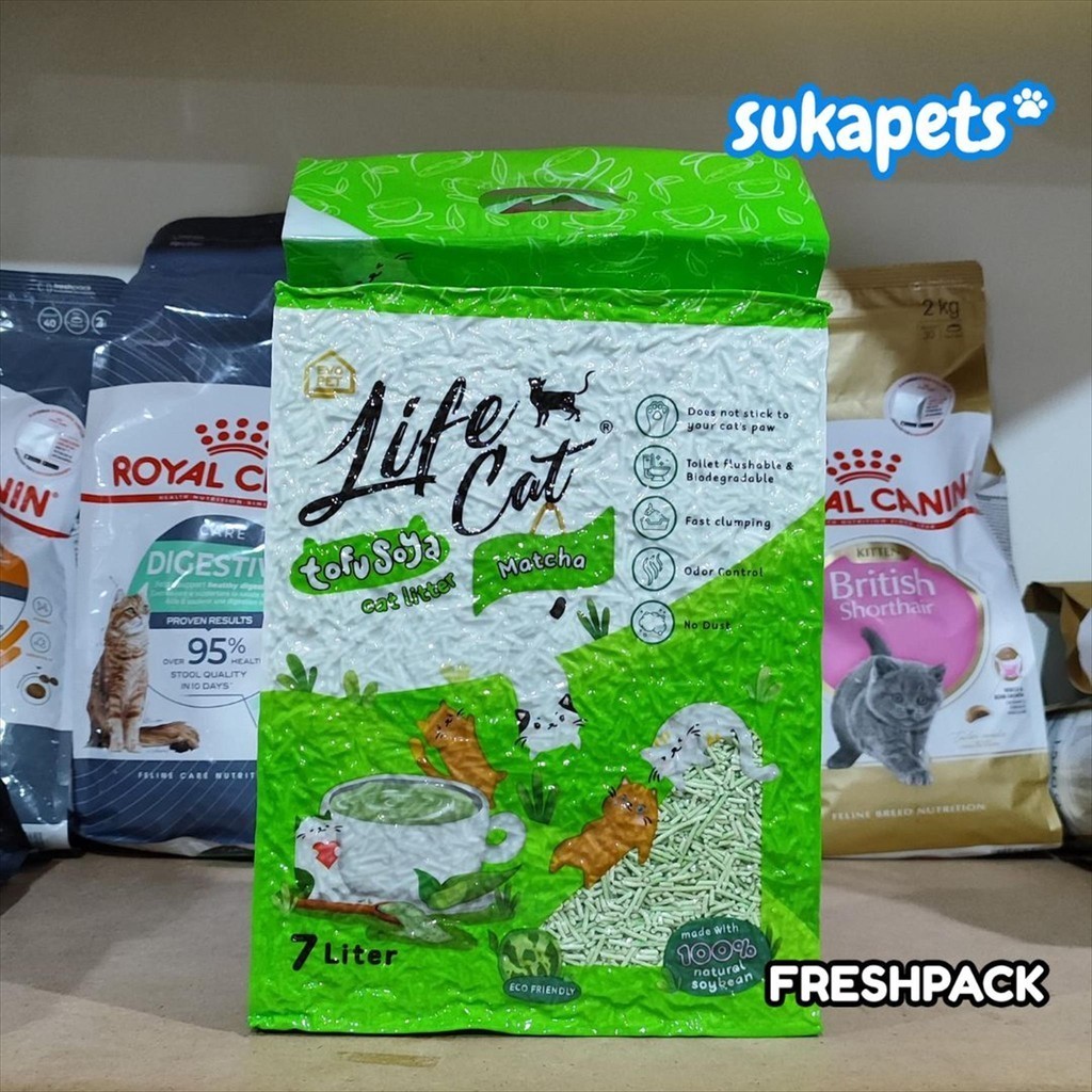 Jual Life Cat Tofu Soya Pasir Kucing Gumpal Cat Litter Matcha 7L ...
