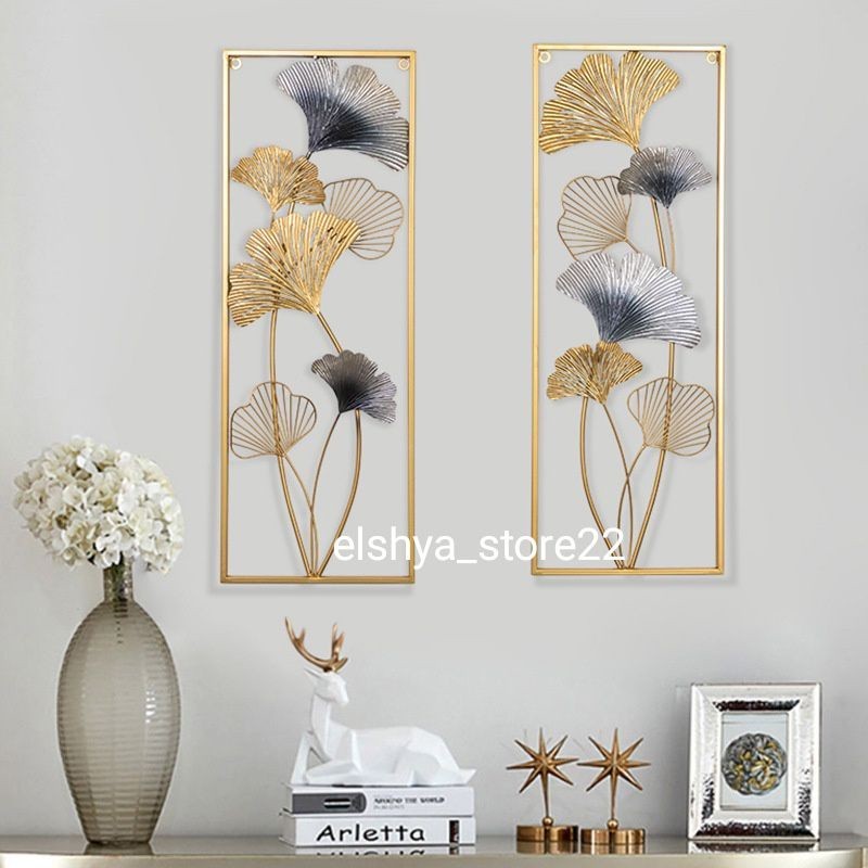 Hiasan Dinding 1set Isi 2pcs Wall Decor/dinding Modern Minimalis Mewah Nordic Or - foto 1