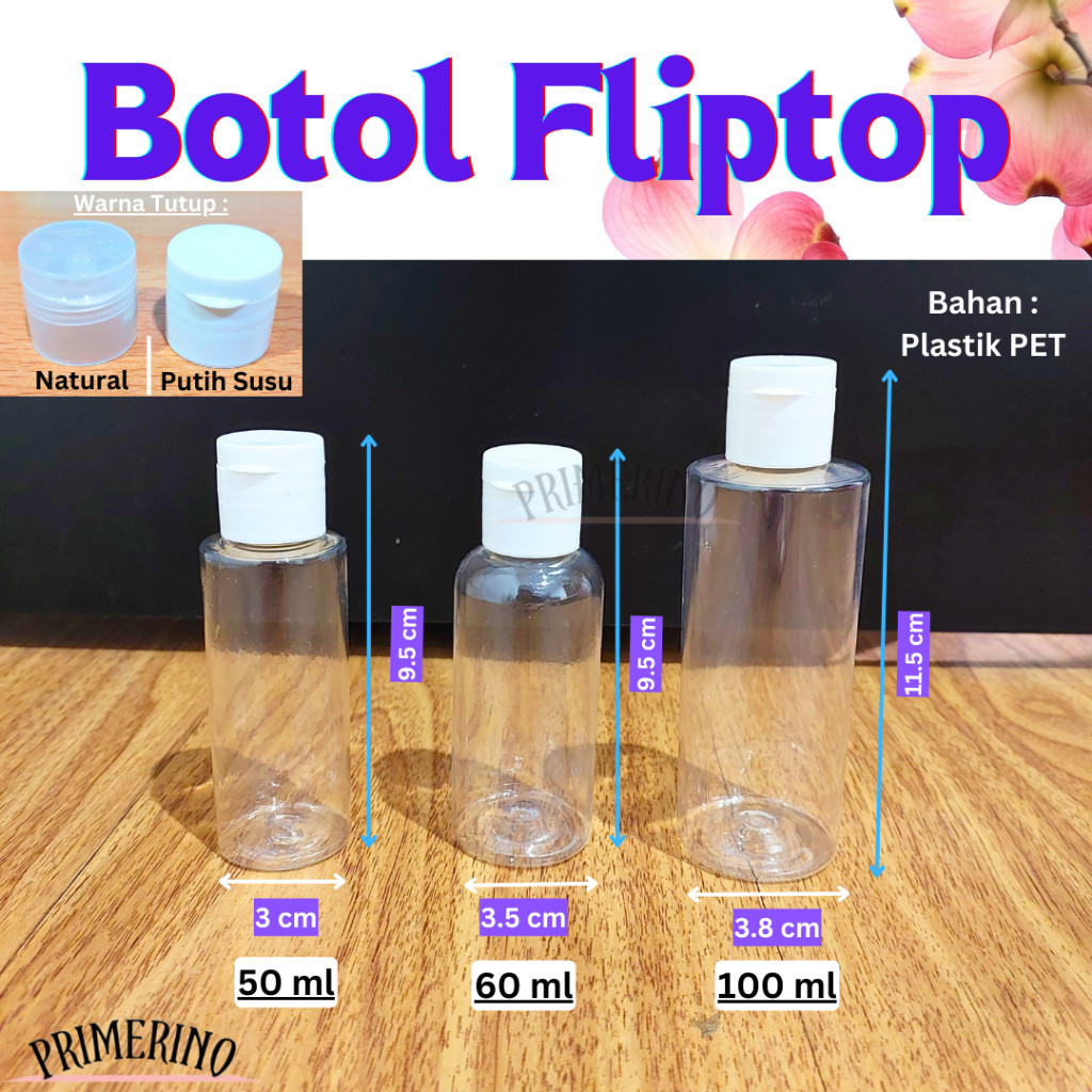 Jual [RP] Botol Flip Top 50ml / 60ml / 100ml / Botol Plastik Bening ...