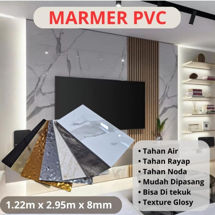 Jual Marmer pvc dinding 122 x 295 x 8 mm | Shopee Indonesia