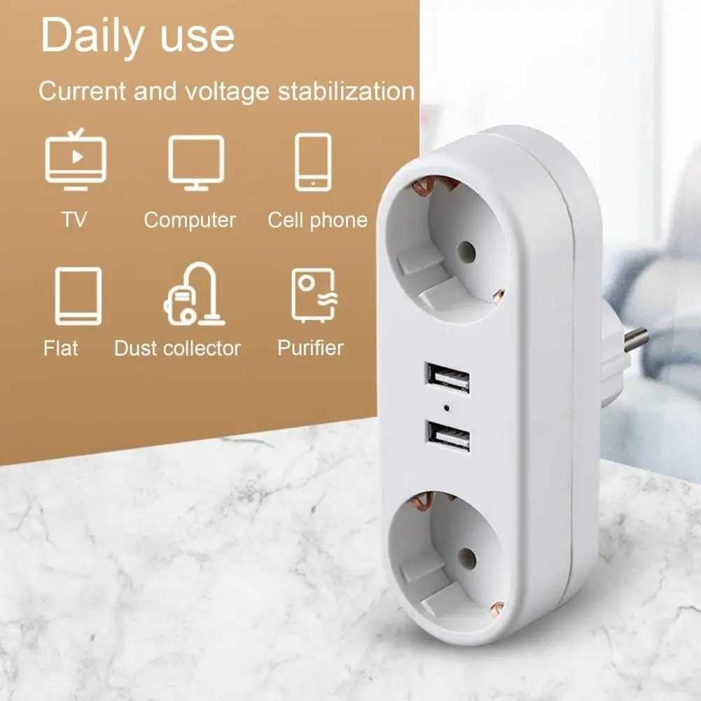 Jual JKMLLCM TOMADA Stop Kontak USB Dual Port EU Plug Flame Retardant ...